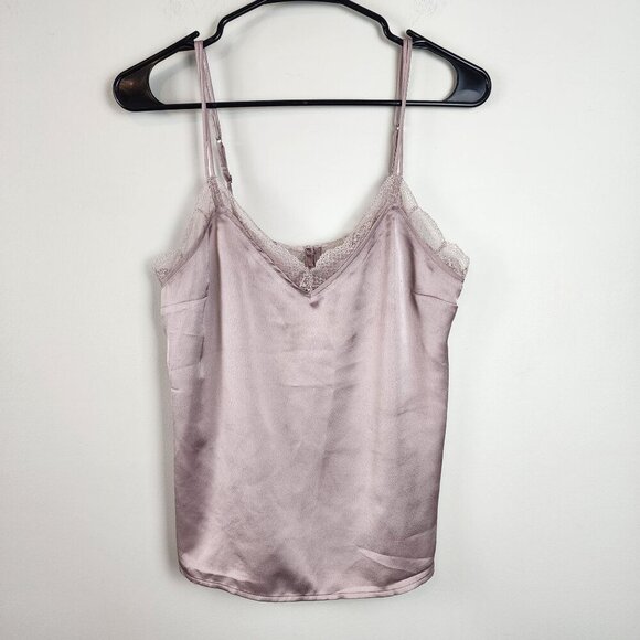 Abercrombie and Fitch sz S lace trim silky cami tank top buttons - Picture 1 of 12